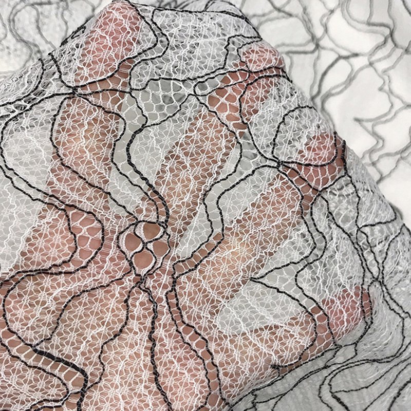 Scallop Edge Dress Wave Lace Fabric for Women's Wear Wholesale Supplie 18